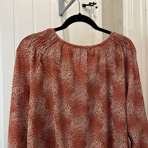 Jessica Simpson Rust Red White Spots Dots Hippie Flowy Boho Long Sleeve Top XXL - Picture 8 of 11
